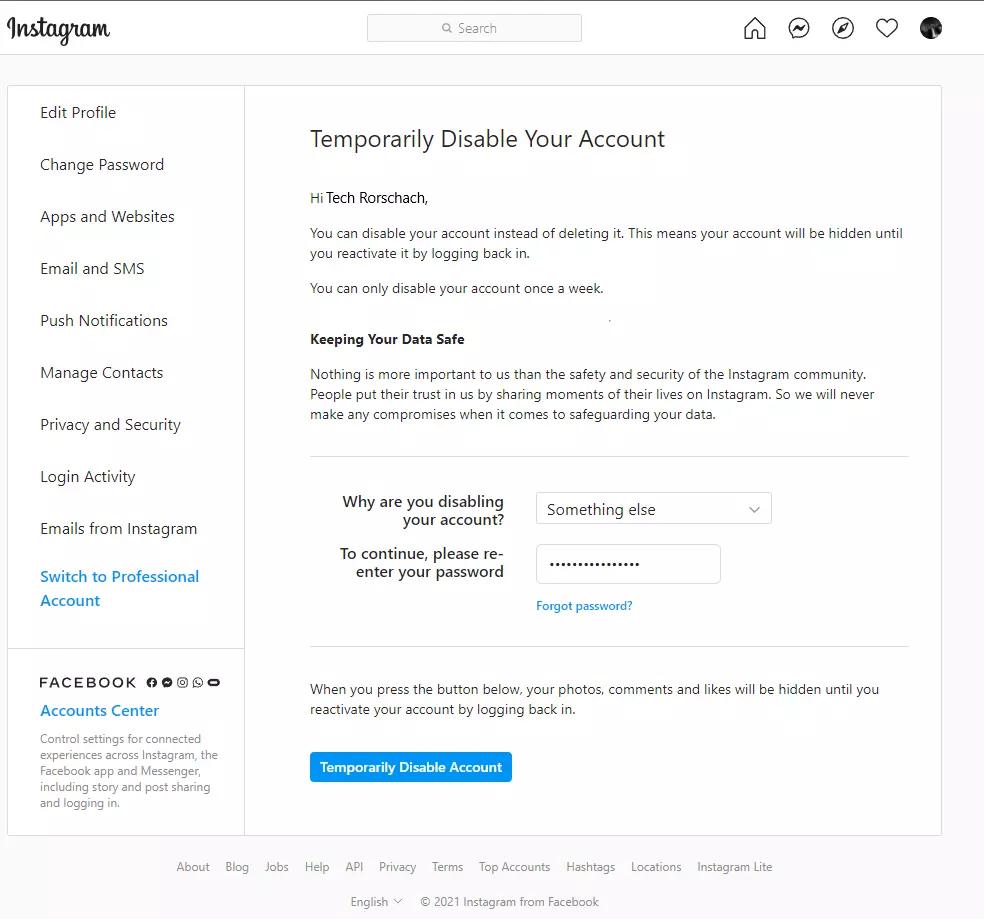 How to Delete Instagram Account 4 temporary delete instagram account
