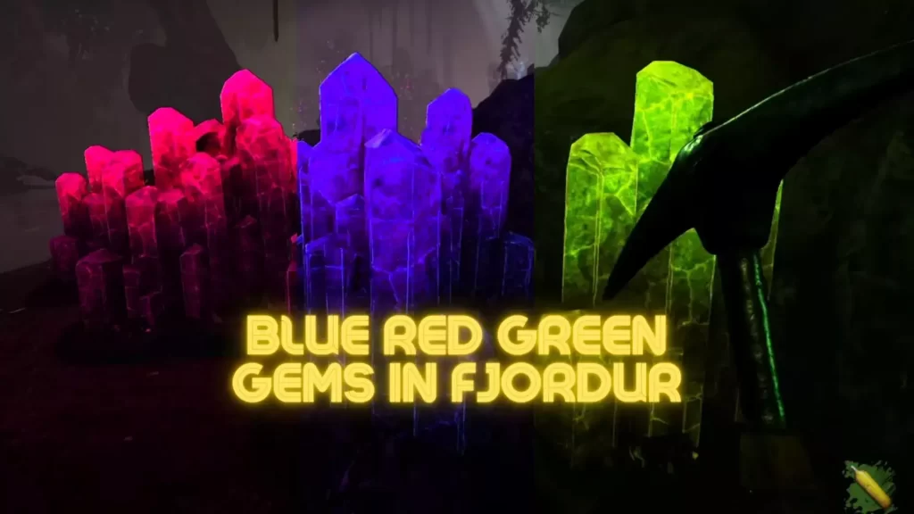 blue red green gems in fjordur locations