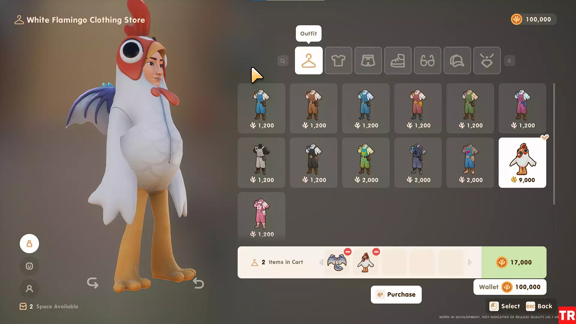 coral island chicken suit and sky dragon wings